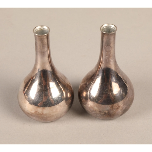 216 - Jens Quistgaard Dansk Designs silver plated onion tapered candle holders, each 6cm h, boxed pair