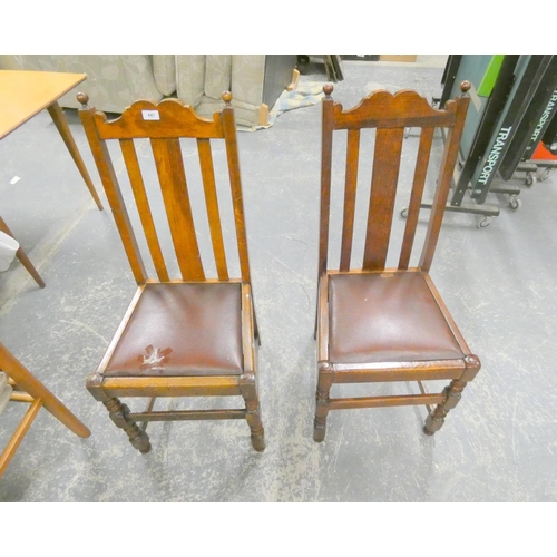 479 - Pair of oak dining chairs.