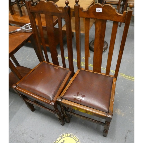 479 - Pair of oak dining chairs.