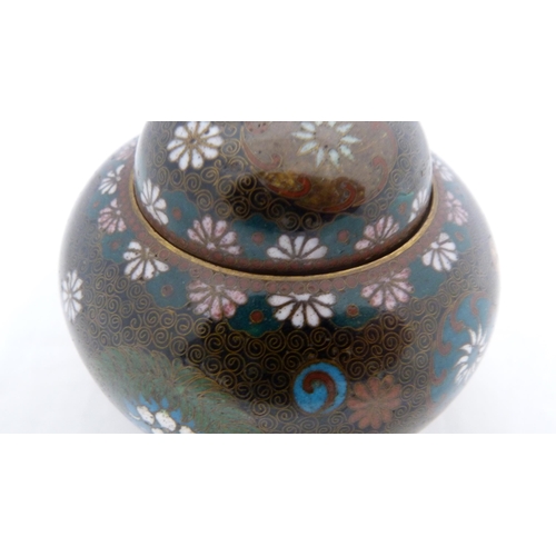 286 - Takahara Komajiro (Japanese Meiji Period, 1868 - 1912)Cloisonné censer-type small oviform vase and c... 