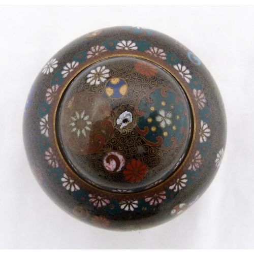 286 - Takahara Komajiro (Japanese Meiji Period, 1868 - 1912)Cloisonné censer-type small oviform vase and c... 