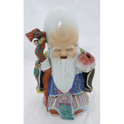 290 - Chinese famille rose Daoist God of Wealth figure (Republic period) modelled as Shouxing Shou holding... 