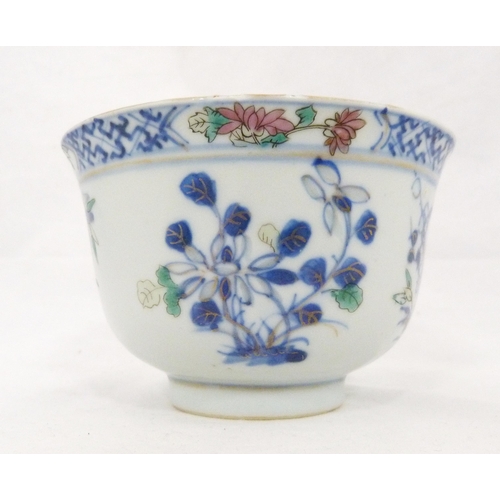 293 - Two near-matching Chinese porcelain rice bowls with associated covers, (probably Qing Dynasty), hand... 