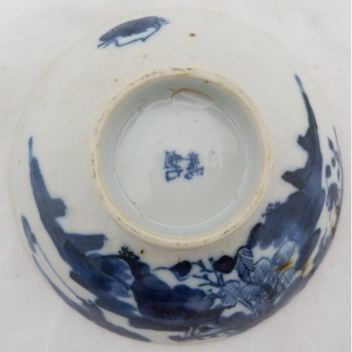 294 - Chinese blue and white porcelain rice bowl with associated cover on stand, (probably Qing Dynasty), ... 