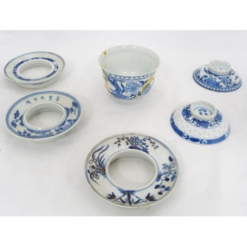 295 - Group of assorted Chinese porcelain rice bowl stands and covers, (probably Qing Dynasty), various de... 