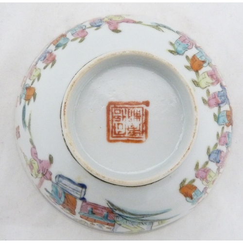 297 - Chinese porcelain famille rose tea bowl, (probably Qing Dynasty), bearing marks for Guangxu (1875 - ... 