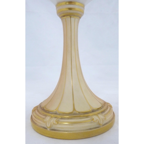 246 - Royal Worcester blush ivory vase of slender baluster form, c. early 20th century, with hand-painted ... 