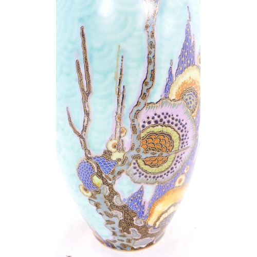 249 - Crown Devon Fieldings 'Mattajade' ovoid vase, c. 1930s, with gilt rim above multiple seed jade stone... 