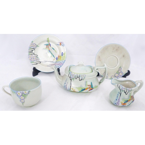 251 - Carlton Ware Handcraft 'Garden Gate' pattern tea for one set, c. 1930s, comprising a teapot, cream j... 