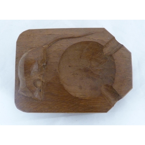 217 - Workshop of Robert 'Mouseman' Thompson of KilburnOak ashtray, bearing carved trademark mouse, 2cm x ... 