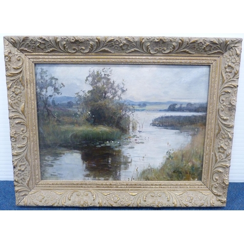 364 - Scottish SchoolMenteith BurnSigned indistinctly, oil on canvas, 24cm x 34cm.... 