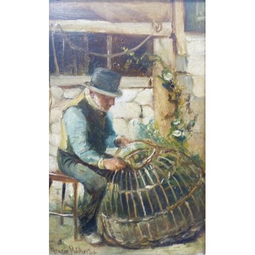 371 - Henri Pitcher (French, fl. 1900 - 1910)Man repairing cane, and a companion depicting a woman weaving... 