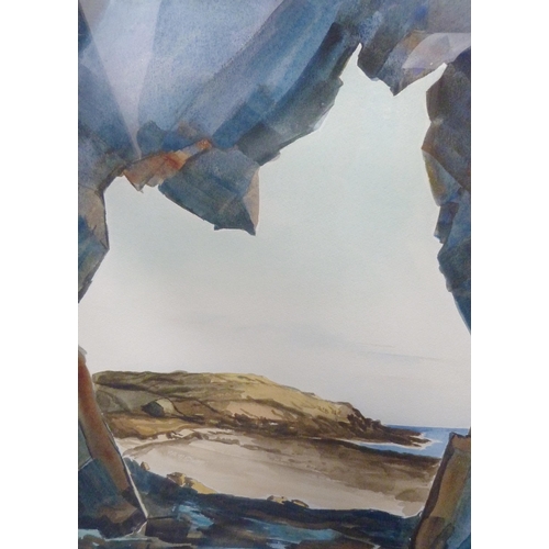 373 - Teresa Dura Branson (Scottish, 1935 - 2016)'St Ninian's Cave'Signed, watercolour, 47cm x 37.5cm, and... 