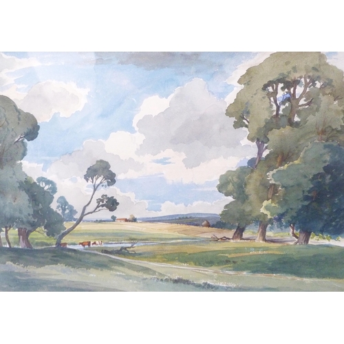 374 - Edwin Harris BWS (British, 1891 - 1968)Landscape scene, Chanctonbury Signed, watercolour, 38cm x 55.... 