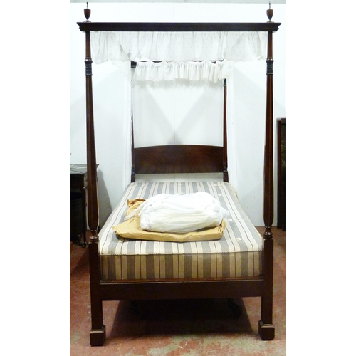 455 - Waring & Gillow Ltd., (London Factory)Inlaid mahogany four-poster single bed, c. early 20th cent... 