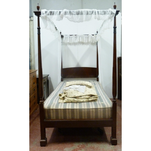 455 - Waring & Gillow Ltd., (London Factory)Inlaid mahogany four-poster single bed, c. early 20th cent... 