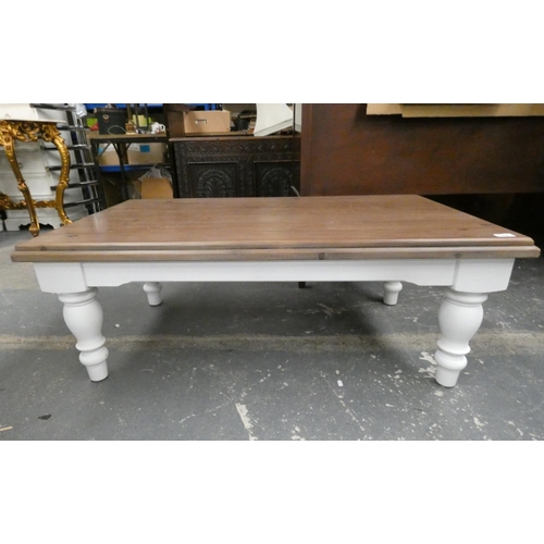 494 - Modern upcycled coffee table with pine top.