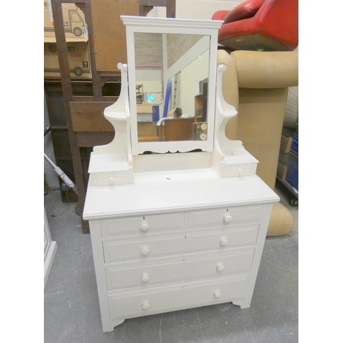 513 - Two short over three long mirror top painted dressing chest of drawers. H.160cm x D.45cm x W.94cm