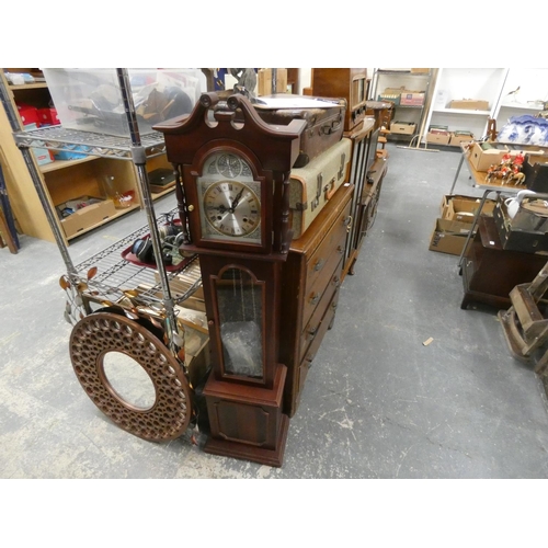 521 - Modern Tempus Fugit mahogany Grand-Daughter clock.