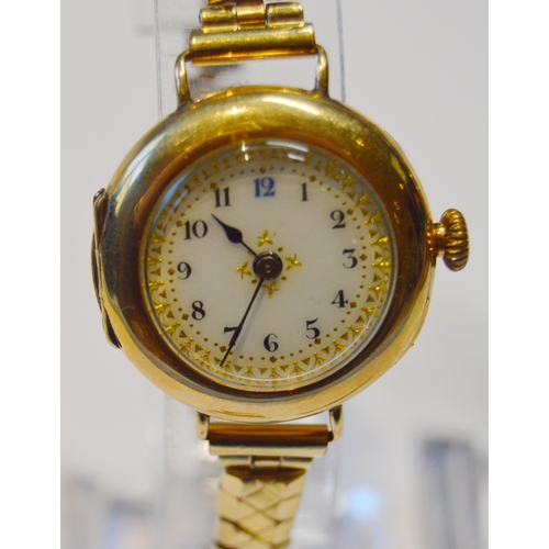 177 - Rotary lady's 9ct gold-backed wristwatch on flexible rolled gold bracelet strap, and another lady's ... 