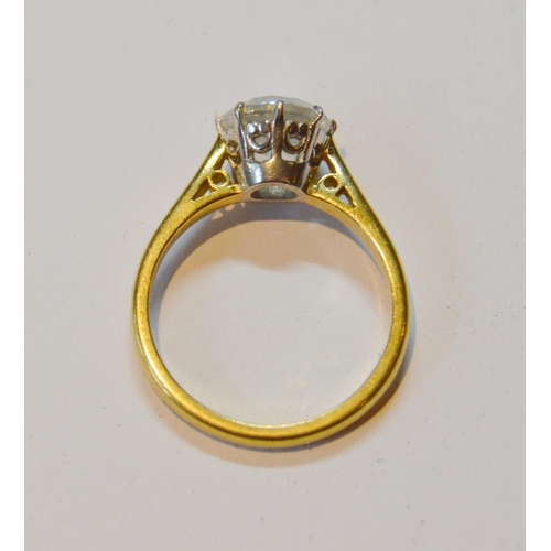 118 - Diamond solitaire ring with brilliant, approximately 2ct, in 18ct gold, size O, 5g gross.