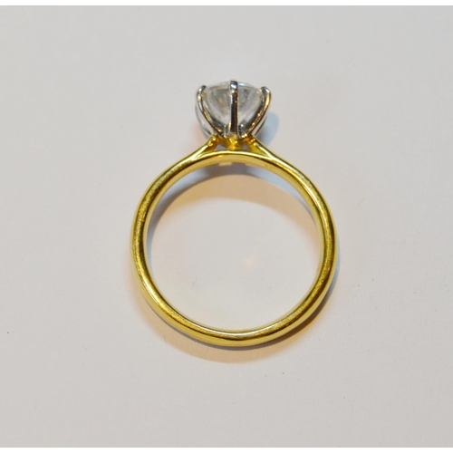 120 - Diamond solitaire ring with brilliant, approximately 1ct, in 18ct gold, size N, 4.4g gross.