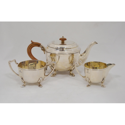 68 - Silver three-piece tea service by Stower & Wragg, Sheffield 1934-35, comprising a teapot, sugar ... 