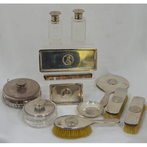 74 - Collection of silver toilet/dressing table items by Goldsmiths & Silversmiths Co., London 1936-3... 