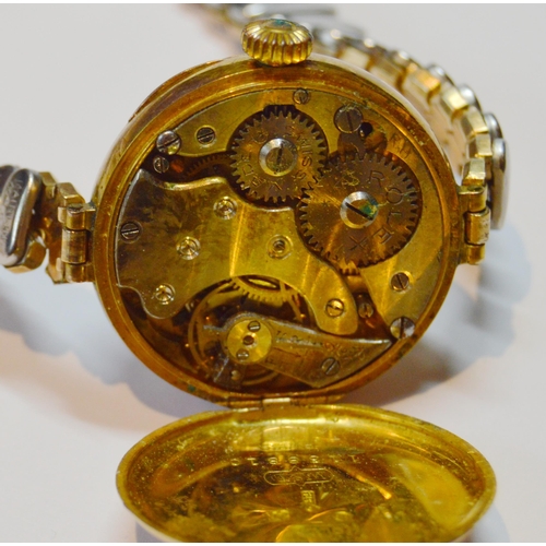 185 - Rolex lady's 9ct gold wristwatch, manual wind lever movement, c. 1920s, signed Rolex to the circular... 