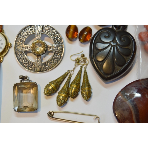 163 - Collection of decorative jewellery to include a Celtic silver brooch by Hamish Dawson Bowman, small ... 