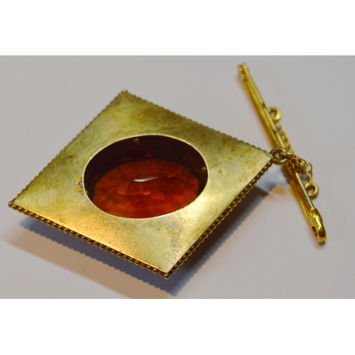 166 - Victorian gold pendant of lozenge shape with oval citrine, probably 15ct, 17g gross.