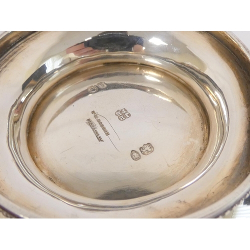 10 - Silver embossed bowl 1861, a similar mug 1900 and a porringer 1896. 496g (3) 