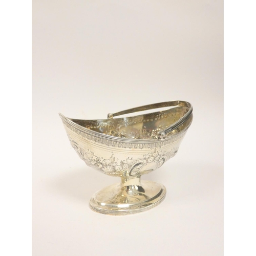 15 - Silver sugar boat with embossed decoration by Crispin Fuller 1799. 210g