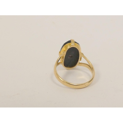 30 - Garnet and pearl cluster ring, and another onyx. Both likely 9ct gold (2)