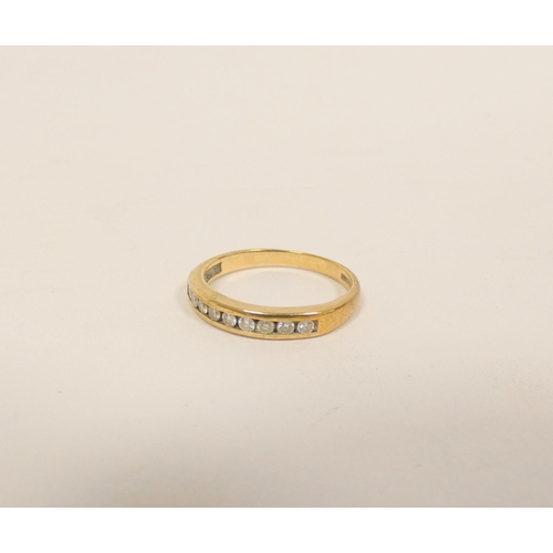 37 - Diamond half eternity style ring with tiny brilliants in 9ct gold, size O1/2. 2.1g.