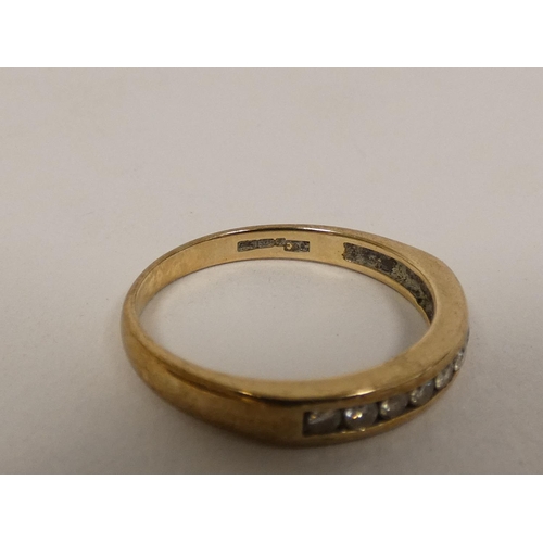 37 - Diamond half eternity style ring with tiny brilliants in 9ct gold, size O1/2. 2.1g.