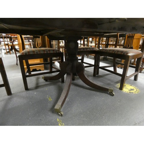 492 - Large antique mahogany pedestal dining table.L.186cm x W.123cm x H.74cm