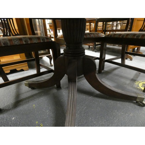 492 - Large antique mahogany pedestal dining table.L.186cm x W.123cm x H.74cm