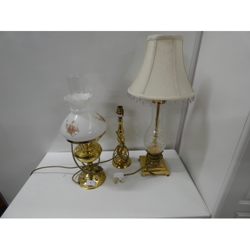 1 - Three modern brass table lamps....