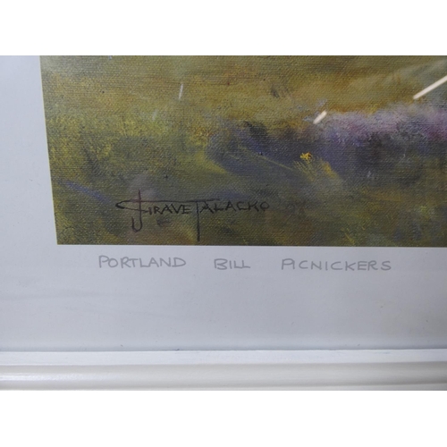 21 - Judy Talacko, Portland Bill Picnickers. pencil signed print.