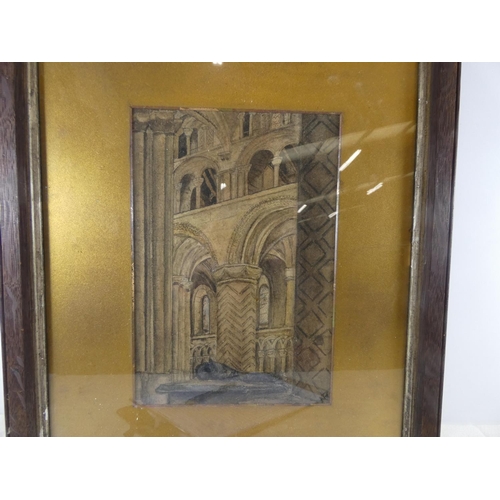 25 - Signed watercolour, the interior of York Minster....