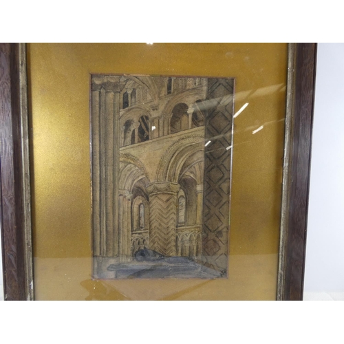 25 - Signed watercolour, the interior of York Minster.