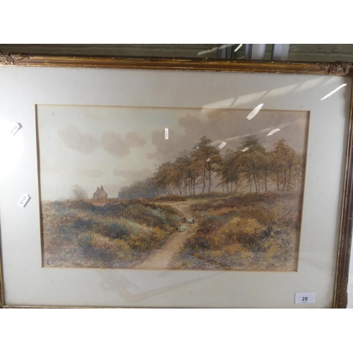 28 - J.Syke <br />Landscape of sheep on moorland.<br />Signed, watercolour...