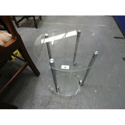 38 - Small two tier glass side table....