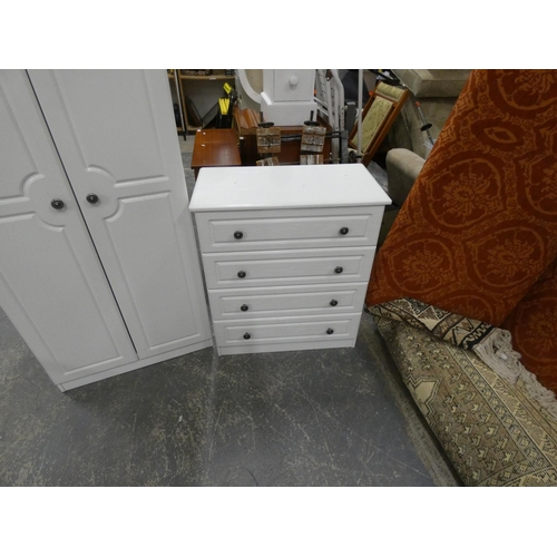 492 - Modern white wardrobe and chest of drawers.