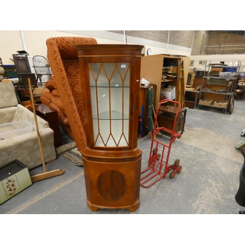 508 - Vintage mahogany glazed corner cabinet.