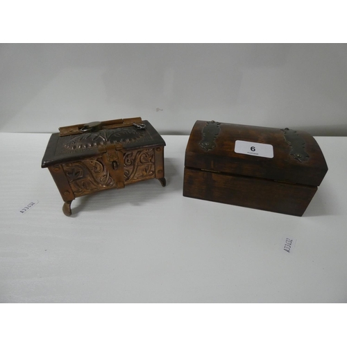 6 - Arts and crafts style copper trinket box and another....