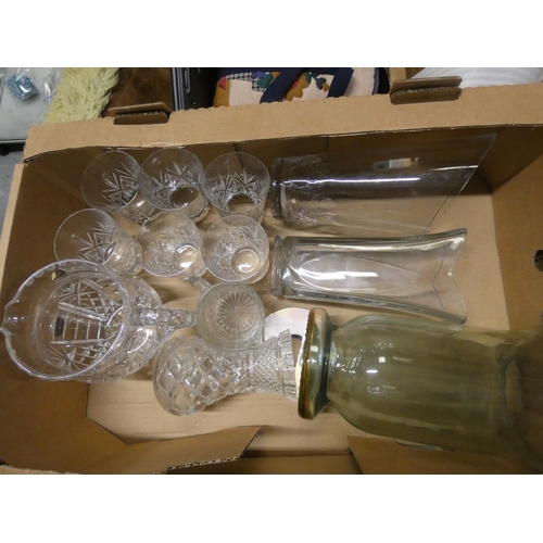 74 - Large box of various glassware including tumblers, vases etc.