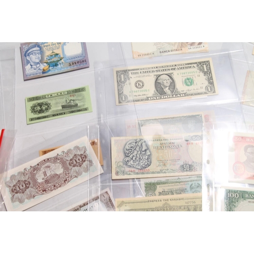 642 - Banknote collection to include ITALY, INDIA, USA, KOREA, CAMBODIA, ZIMBABWE, ZAIRE, GREECE, SCOTLAND... 