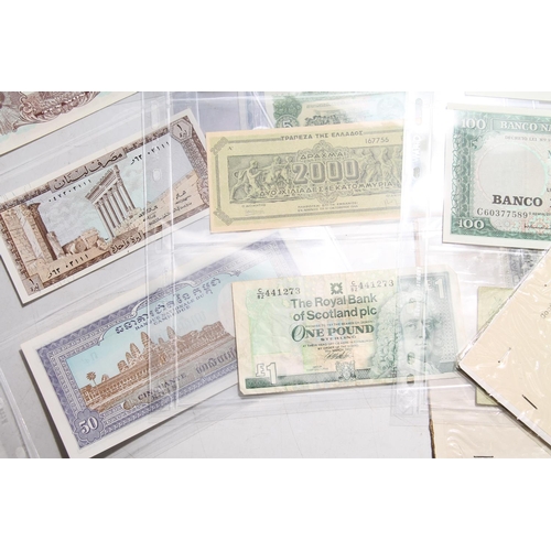 642 - Banknote collection to include ITALY, INDIA, USA, KOREA, CAMBODIA, ZIMBABWE, ZAIRE, GREECE, SCOTLAND... 